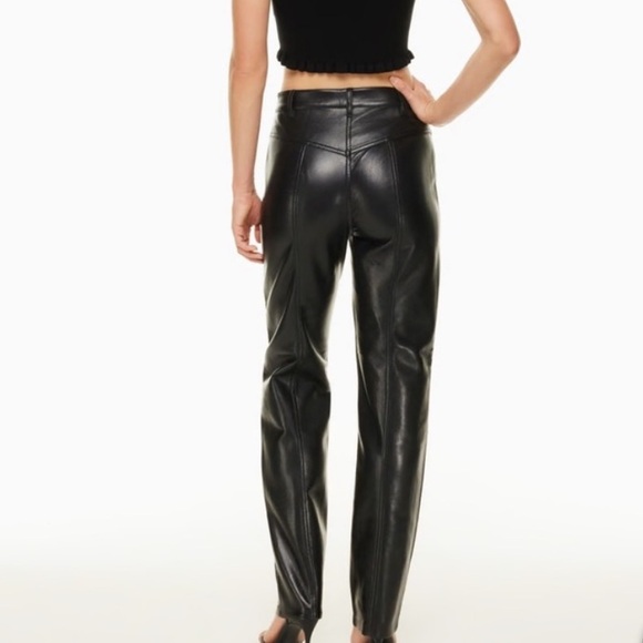Aritzia Wilfred Rebel High-Waisted Vegan Leather Pants Black Women's Size 4 - Picture 4 of 10